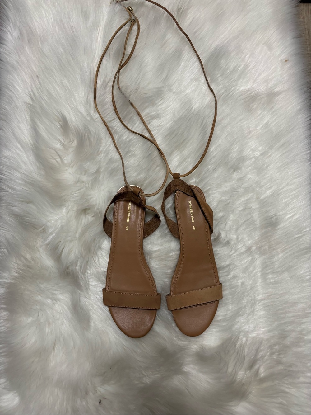 Women's‎ Tan Lace-Up Flat Sandals